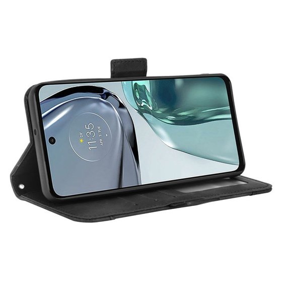 Cu clapetă pentru Motorola Moto G62 5G, Card Slot, negru