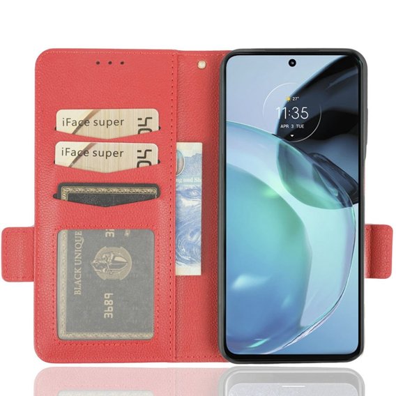 Cu clapetă pentru Motorola Moto G72, Wallet Thin Magnet, roșu