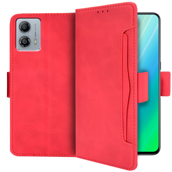 Cu clapetă pentru Motorola Moto G73 5G, Card Slot, roșu