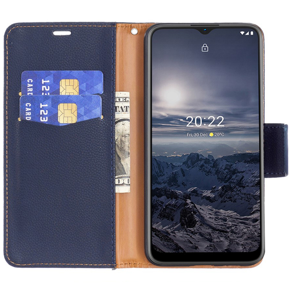 Cu clapetă pentru Nokia G11 / G21, Litchi Wallet Case, albastru