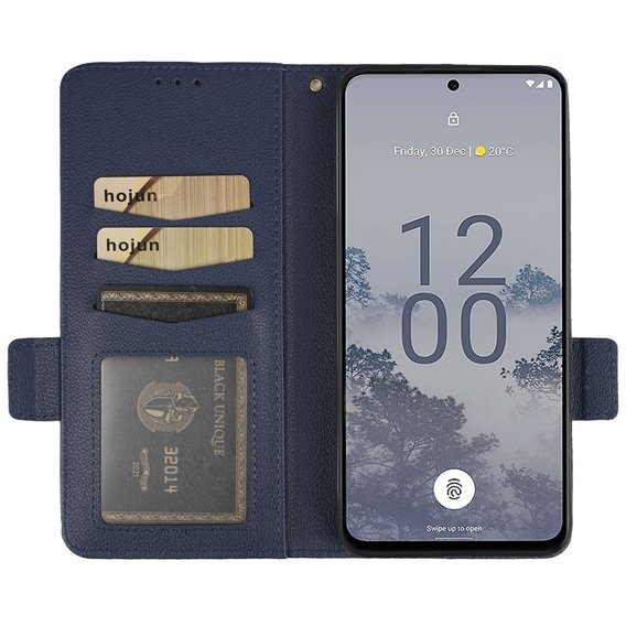 Cu clapetă pentru Nokia X30 5G, Wallet Litchi Magnet Case, albastru închis