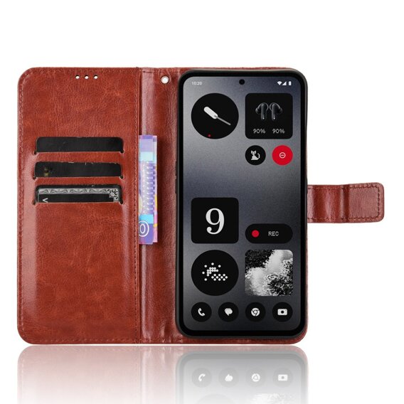 Cu clapetă pentru Nothing CMF Phone 1, Crazy Horse Wallet, maro