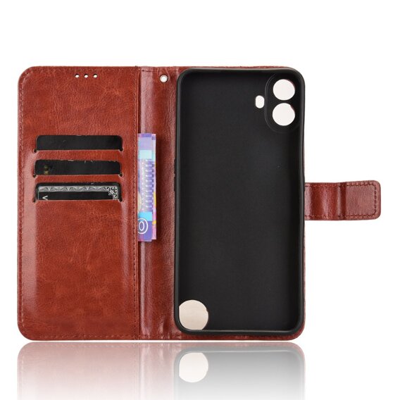 Cu clapetă pentru Nothing CMF Phone 1, Crazy Horse Wallet, maro