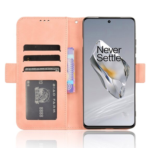 Cu clapetă pentru OnePlus 12 5G, Card Slot, roz