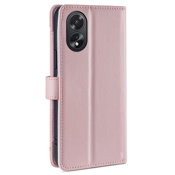 Cu clapetă pentru Oppo A38 / A18 4G, Wallet Zipper Pocket, roz