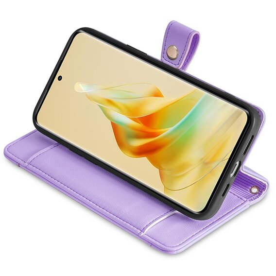 Cu clapetă pentru Oppo A38 / A18 4G, Wallet Zipper Pocket, violet