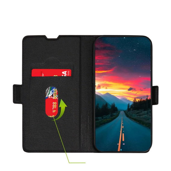 Cu clapetă pentru Oppo A57s, Wallet Thin Magnet, negru