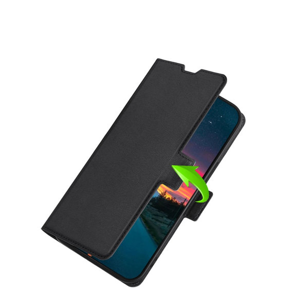 Cu clapetă pentru Oppo A57s, Wallet Thin Magnet, negru