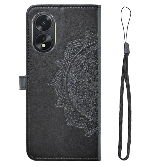 Cu clapetă pentru Oppo A58 4G, Mandala, negru