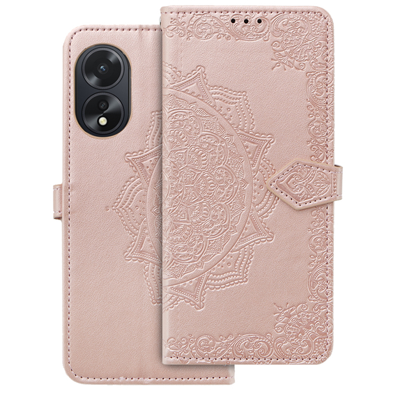 Cu clapetă pentru Oppo A58 4G, Mandala, roz rose gold