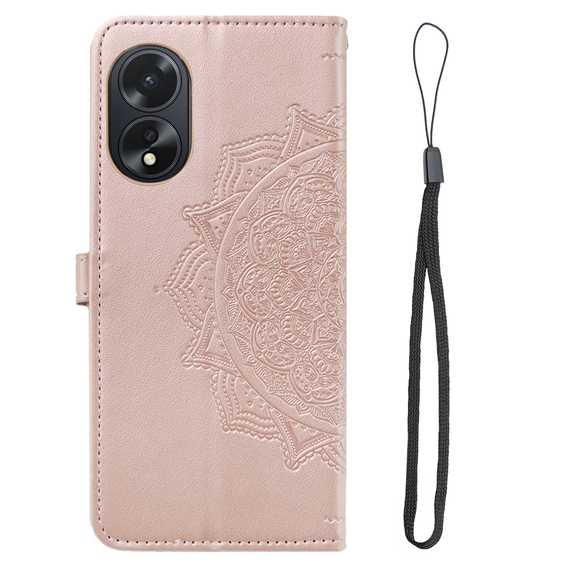 Cu clapetă pentru Oppo A58 4G, Mandala, roz rose gold