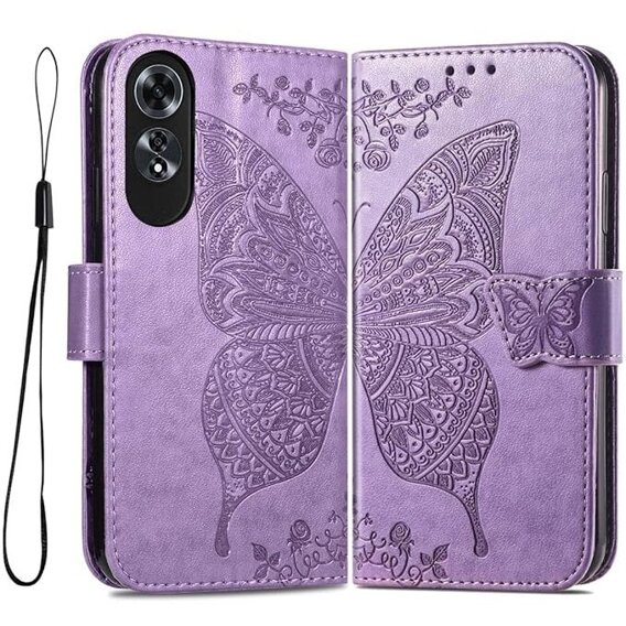 Cu clapetă pentru Oppo A60, Butterfly, violet