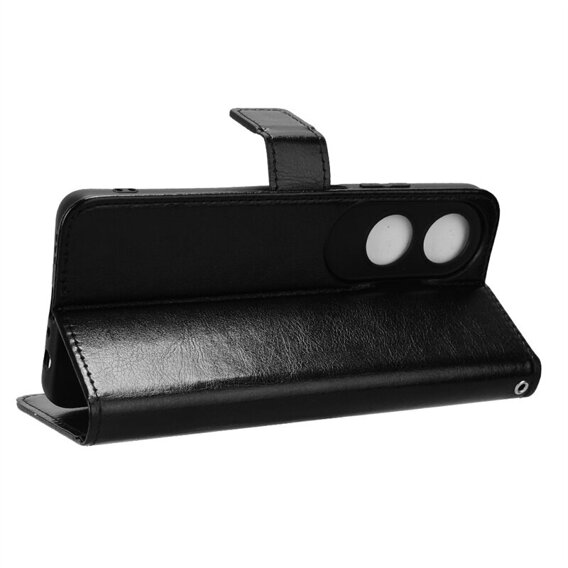 Cu clapetă pentru Oppo A60, Crazy Horse Wallet, negru