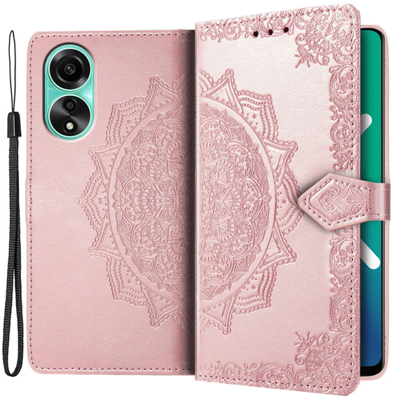 Cu clapetă pentru Oppo A78 4G, Mandala, roz rose gold