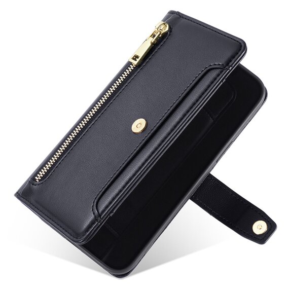 Cu clapetă pentru Oppo A78 4G, Wallet Zipper Pocket, negru