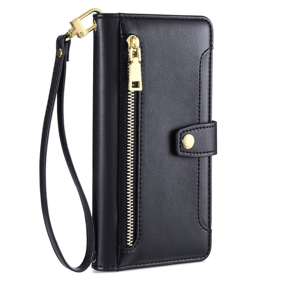 Cu clapetă pentru Oppo A78 4G, Wallet Zipper Pocket, negru