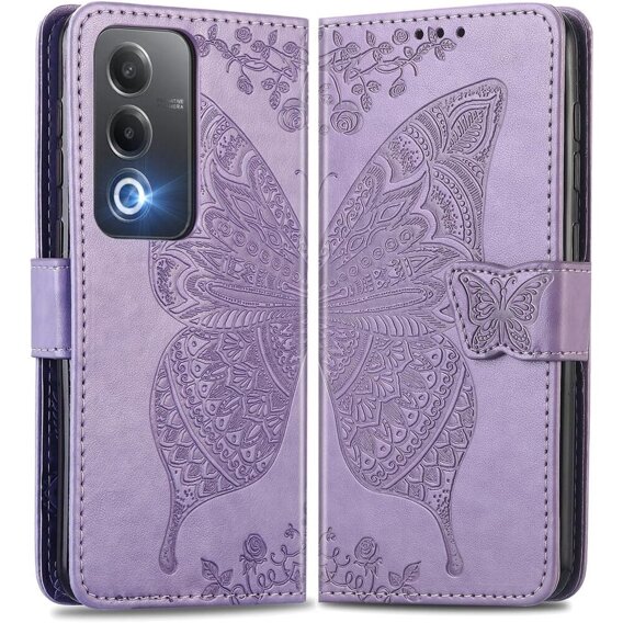 Cu clapetă pentru Oppo A80, Butterfly, violet