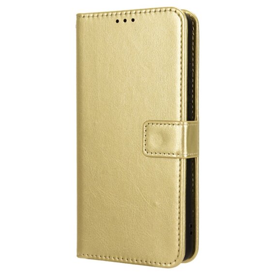 Cu clapetă pentru Oppo A80, Crazy Horse Wallet, de aur