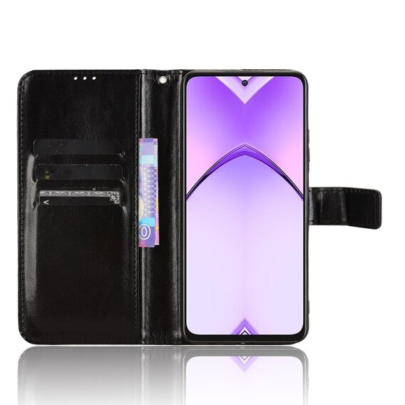 Cu clapetă pentru Oppo A80, Crazy Horse Wallet, negru