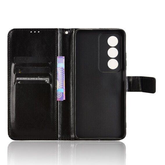 Cu clapetă pentru Oppo A80, Crazy Horse Wallet, negru