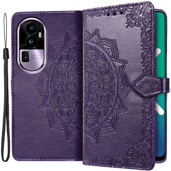 Cu clapetă pentru Oppo Reno 10 / 10 Pro, Mandala, violet