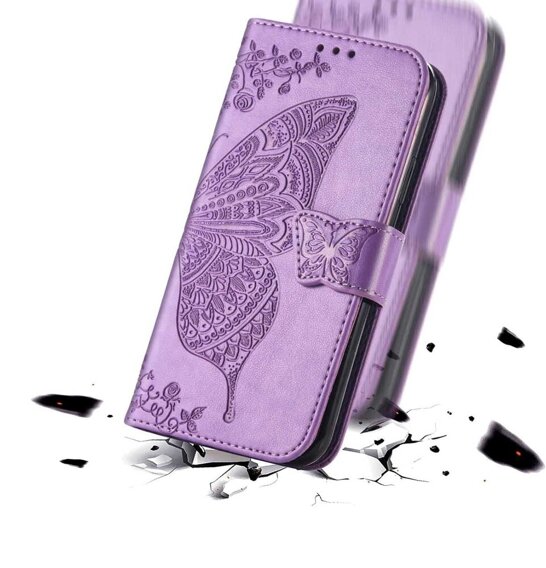 Cu clapetă pentru Oppo Reno 12, Butterfly, violet