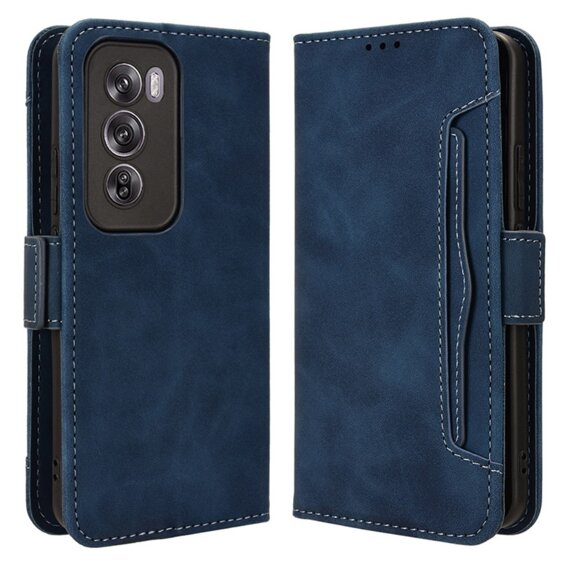 Cu clapetă pentru Oppo Reno 12, Card Slot, albastru închis