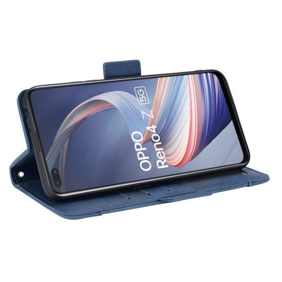 Cu clapetă pentru Oppo Reno 4 Z 5G, Card Slot, albastru