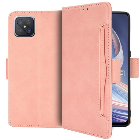 Cu clapetă pentru Oppo Reno 4 Z 5G, Card Slot, roz