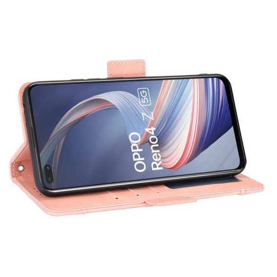 Cu clapetă pentru Oppo Reno 4 Z 5G, Card Slot, roz