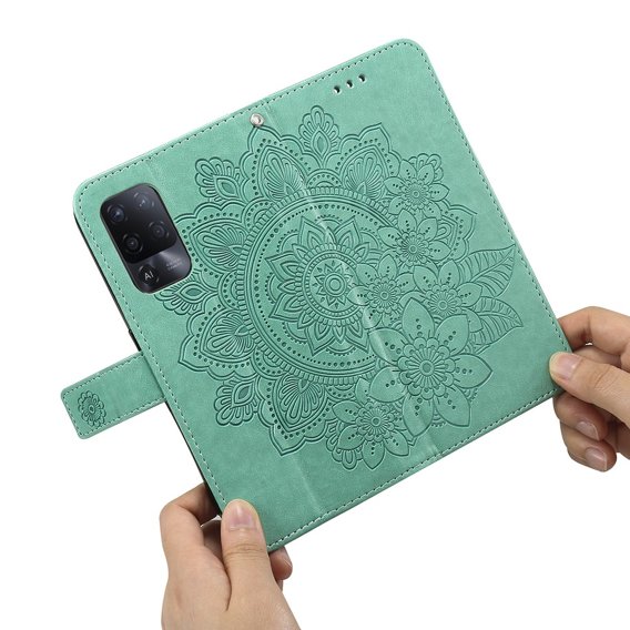 Cu clapetă pentru Oppo Reno5 Z / A94 / A95 5G, Mandala, verde