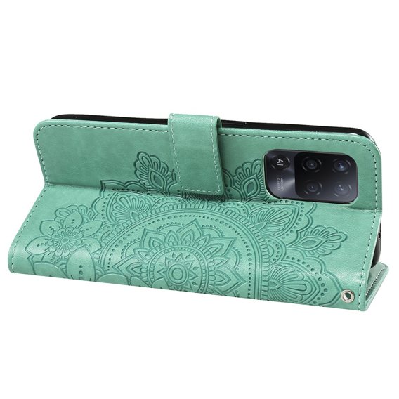 Cu clapetă pentru Oppo Reno5 Z / A94 / A95 5G, Mandala, verde