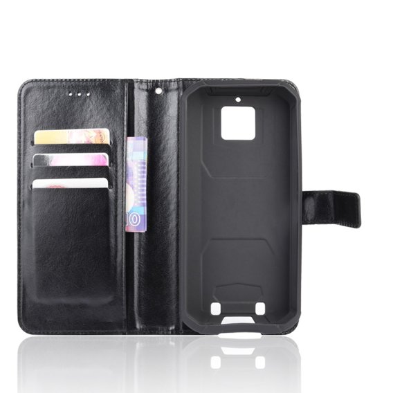 Cu clapetă pentru Oukitel WP6, Crazy Horse Wallet, negru