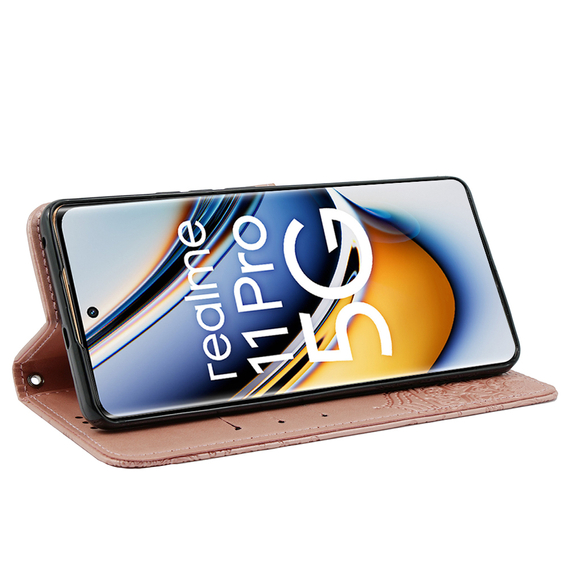 Cu clapetă pentru Realme 11 Pro / 11 Pro +, Mandala, roz rose gold