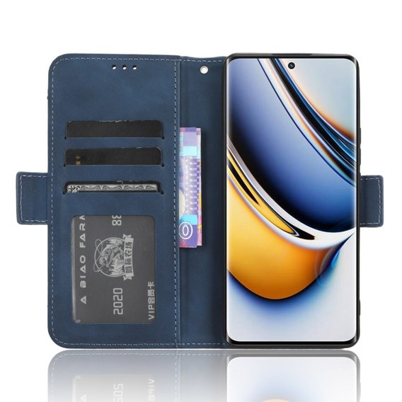 Cu clapetă pentru Realme 11 Pro 5G / Pro+ 5G, Card Slot, albastru închis