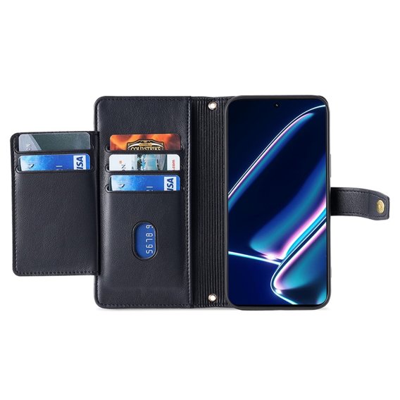 Cu clapetă pentru Realme 11 Pro 5G / Pro+ 5G, Wallet Zipper Pocket, negru