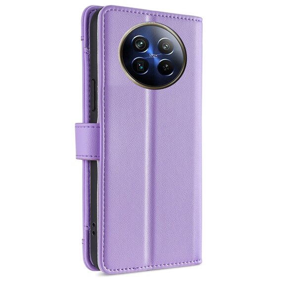 Cu clapetă pentru Realme 12, Wallet Zipper Pocket, violet