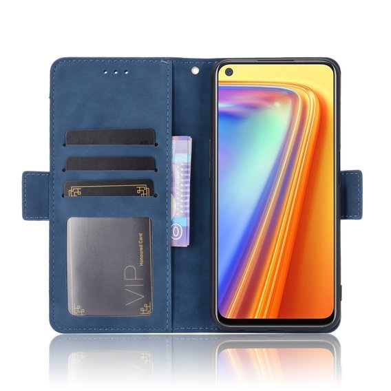 Cu clapetă pentru Realme 7, Card Slot, albastru