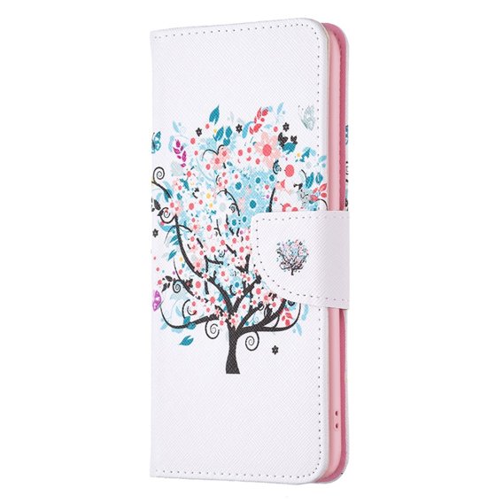 Cu clapetă pentru Realme C53 4G, Wallet, colorful tree, alb