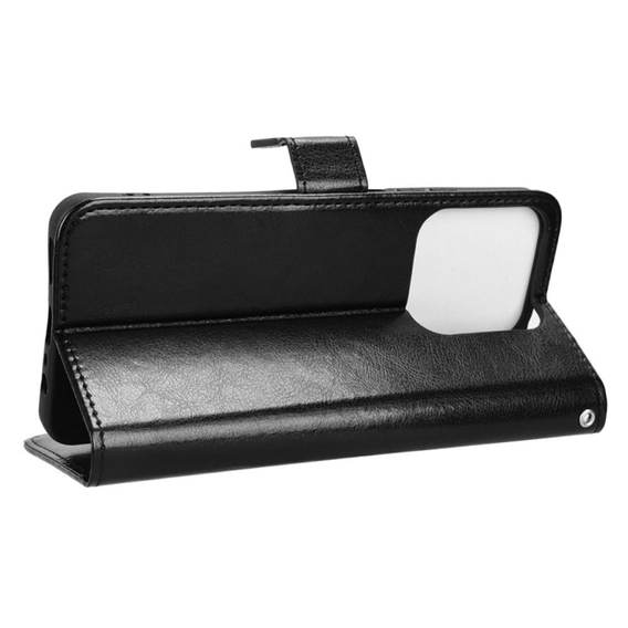 Cu clapetă pentru Realme C61, Crazy Horse Wallet, negru