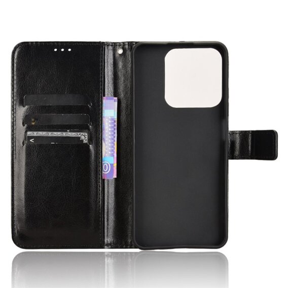 Cu clapetă pentru Realme C61, Crazy Horse Wallet, negru