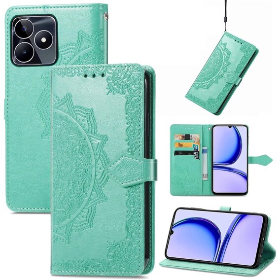 Cu clapetă pentru Realme Note 50, Mandala, verde