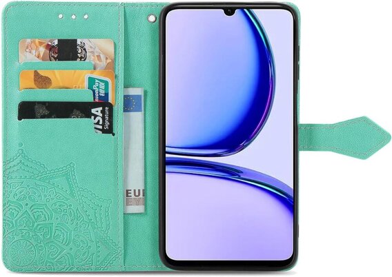 Cu clapetă pentru Realme Note 50, Mandala, verde