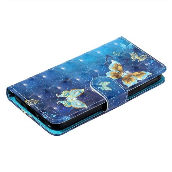 Cu clapetă pentru Samsung Galaxy A05s, Wallet, Butterflies, albastru