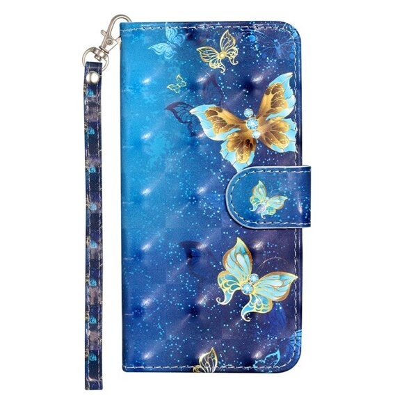 Cu clapetă pentru Samsung Galaxy A05s, Wallet, Butterflies, albastru