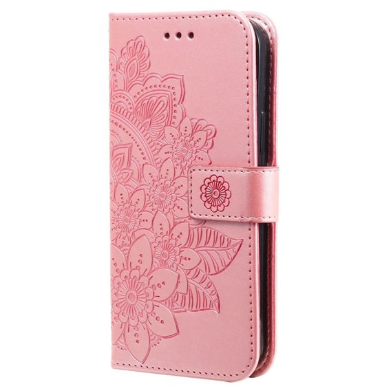 Cu clapetă pentru Samsung Galaxy A14 4G/5G, Mandala Flower, roz rose gold