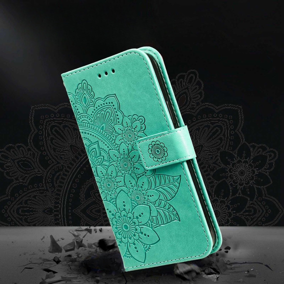 Cu clapetă pentru Samsung Galaxy A14 4G/5G, Mandala Flower, verde