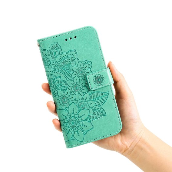 Cu clapetă pentru Samsung Galaxy A14 4G/5G, Mandala Flower, verde