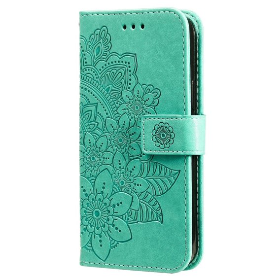 Cu clapetă pentru Samsung Galaxy A14 4G/5G, Mandala Flower, verde