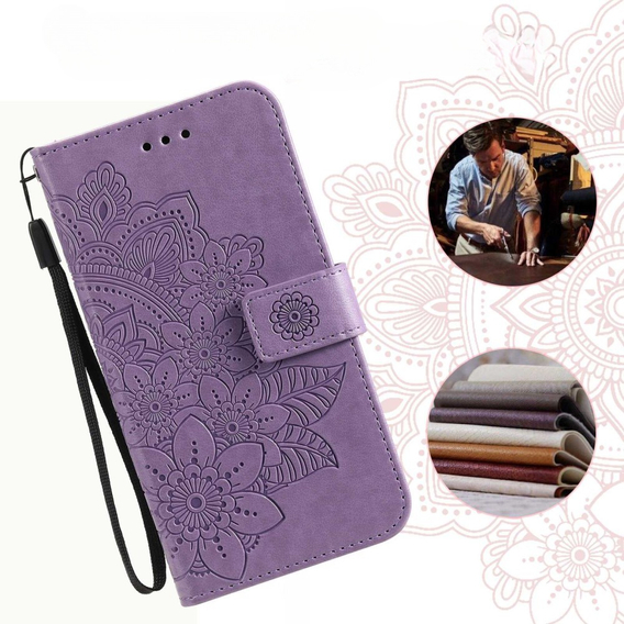 Cu clapetă pentru Samsung Galaxy A14 4G/5G, Mandala Flower, violet